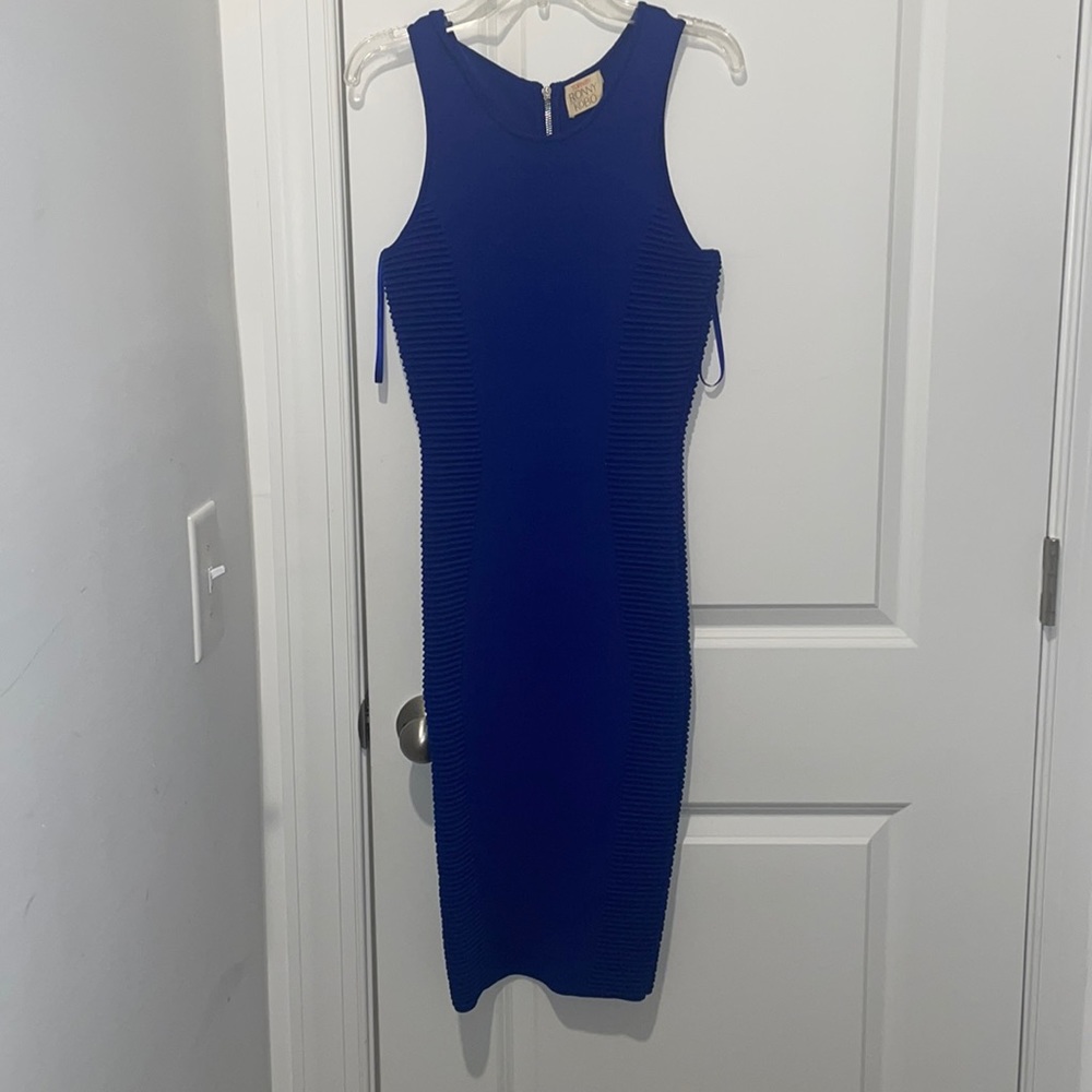Blue midi dress. Size 2. Torn by Ronny Kobo. Worn 1 time. Dry cleaned.